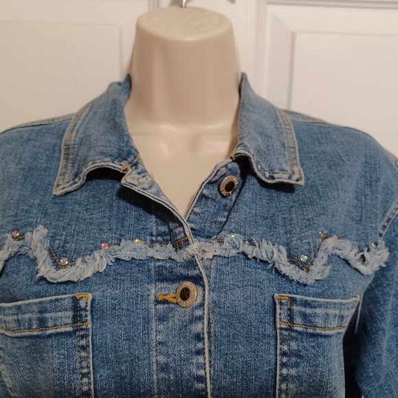 Vintage Carolina Blues Denim Shirt XL Raw Edges Button Down Short Sleeve Western - Picture 3 of 12